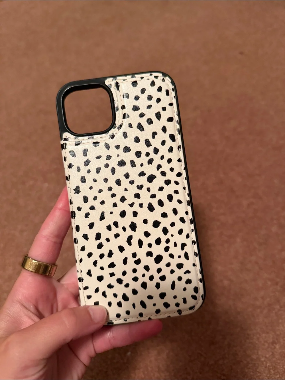 Stylish Cream & Black Dalmatian Print Phone Case